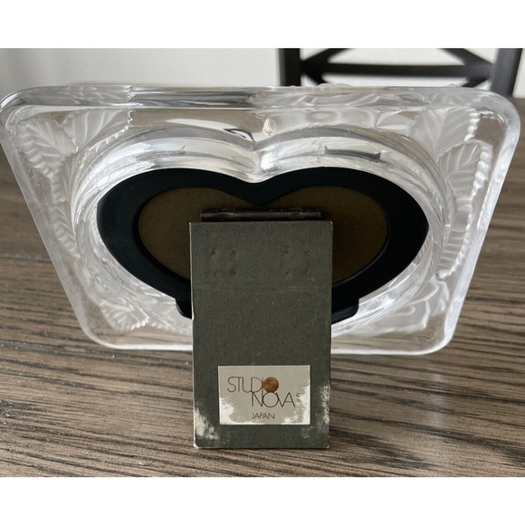 Frosted Heart Roses Clear Glass Picture Frame Studio Nova Japan Vintage NOS - Picture 3 of 6